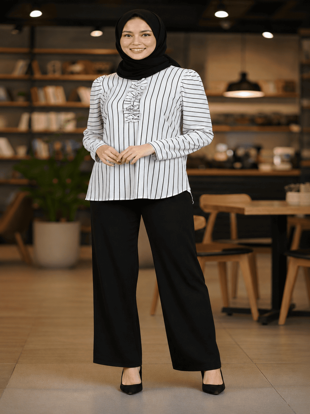 Premium Ironless CEY Striped Blouse – Daily Wear
