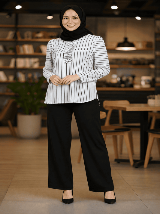 Premium Ironless CEY Striped Blouse - Daily Wear