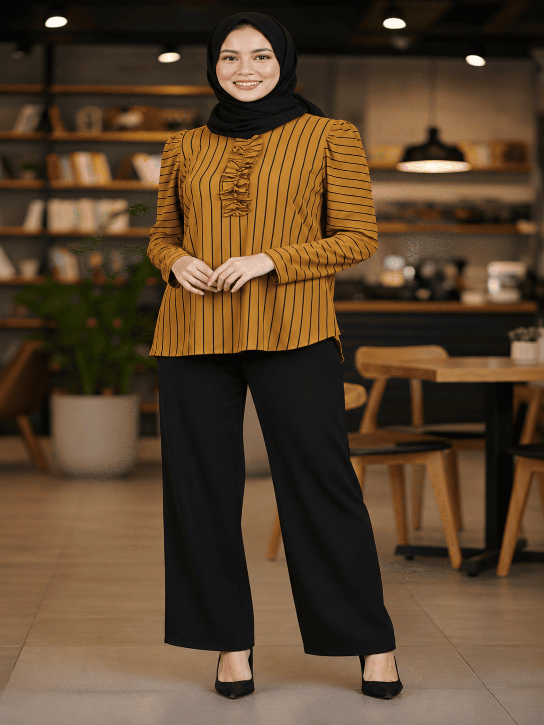 Premium Ironless CEY Striped Blouse – Daily Wear