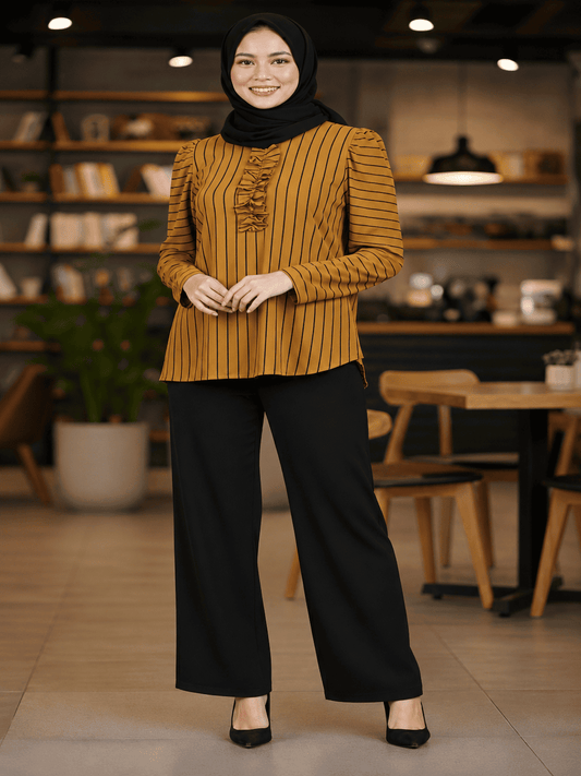 Premium Ironless CEY Striped Blouse – Daily Wear