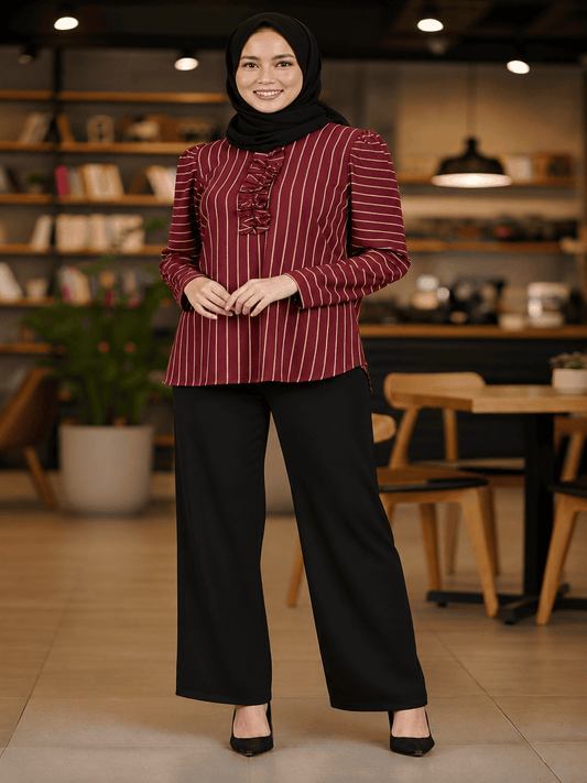 Premium Ironless CEY Striped Blouse – Daily Wear