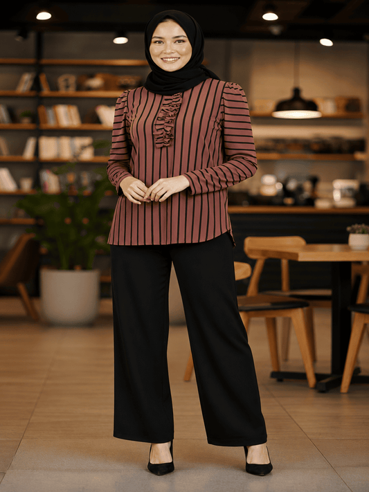 Premium Ironless CEY Striped Blouse – Daily Wear