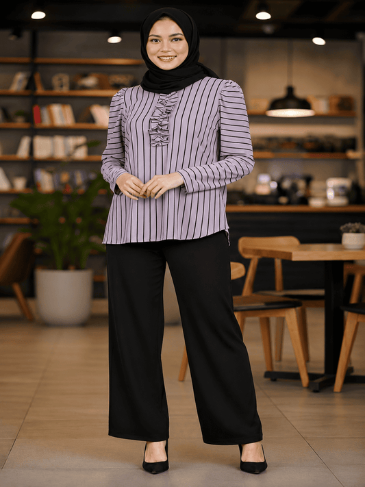 Premium Ironless CEY Striped Blouse – Daily Wear