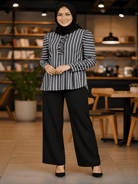 Premium Ironless CEY Striped Blouse - Daily Wear