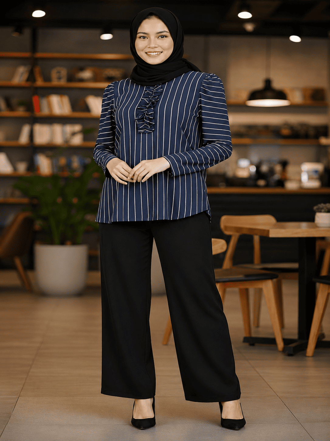 Premium Ironless CEY Striped Blouse – Daily Wear