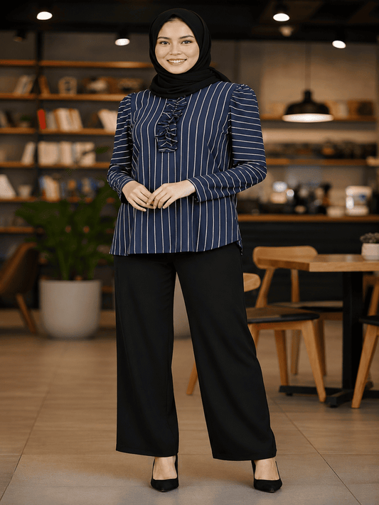 Premium Ironless CEY Striped Blouse - Daily Wear