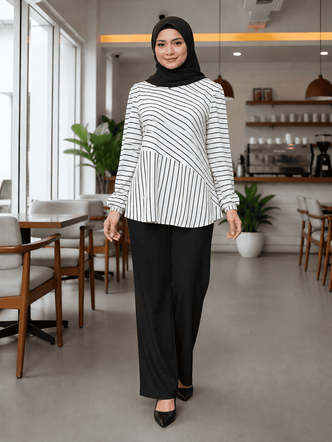 Women's Striped Blouse – Iron-Free CeY Fabric