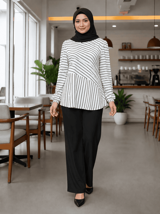 Women's Striped Blouse – Iron-Free CeY Fabric