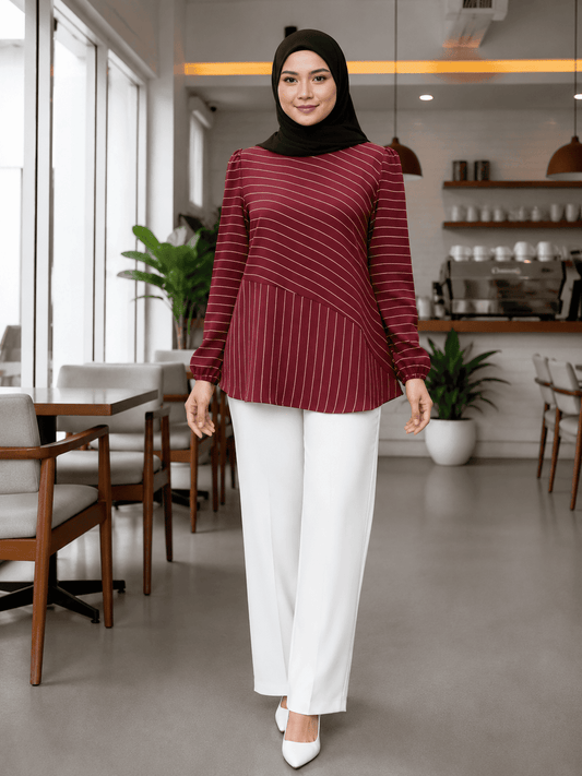 Women's Striped Blouse – Iron-Free CeY Fabric