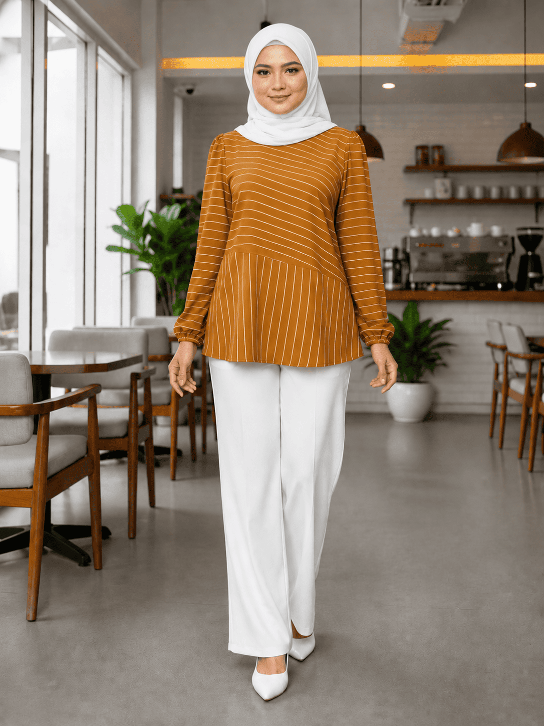 Women's Striped Blouse – Iron-Free CeY Fabric