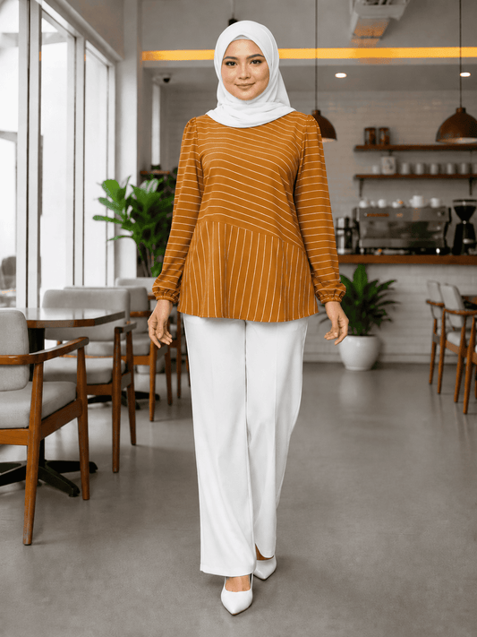 Women's Striped Blouse – Iron-Free CeY Fabric