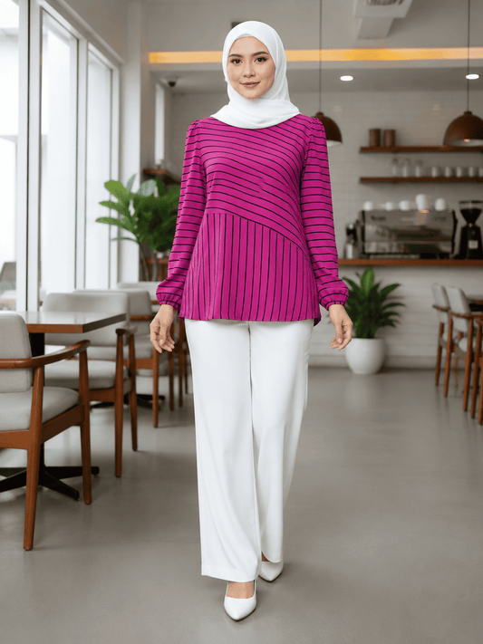 Women's Striped Blouse – Iron-Free CeY Fabric
