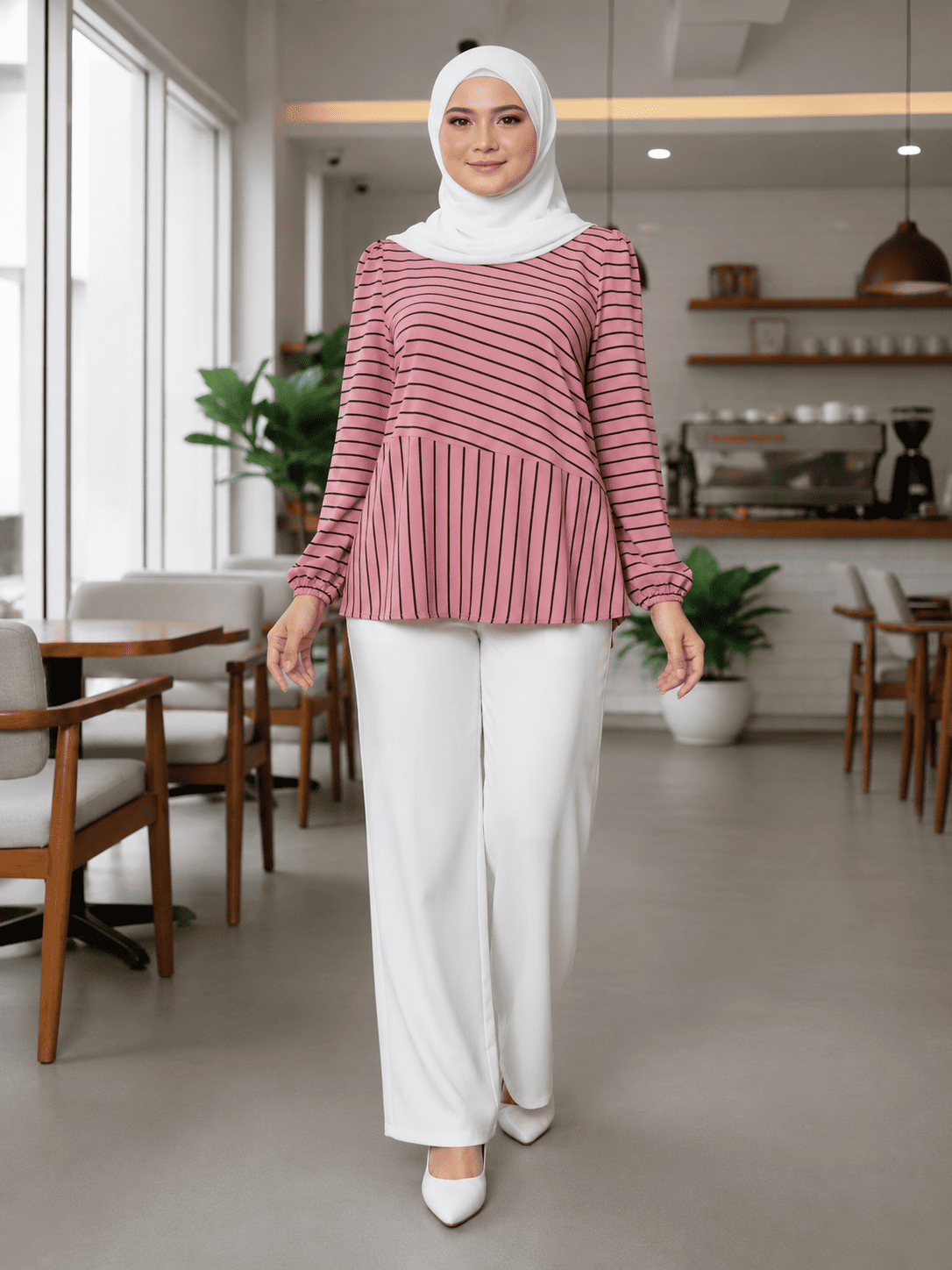 Women's Striped Blouse – Iron-Free CeY Fabric