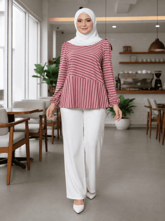 Women's Striped Blouse – Iron-Free CeY Fabric