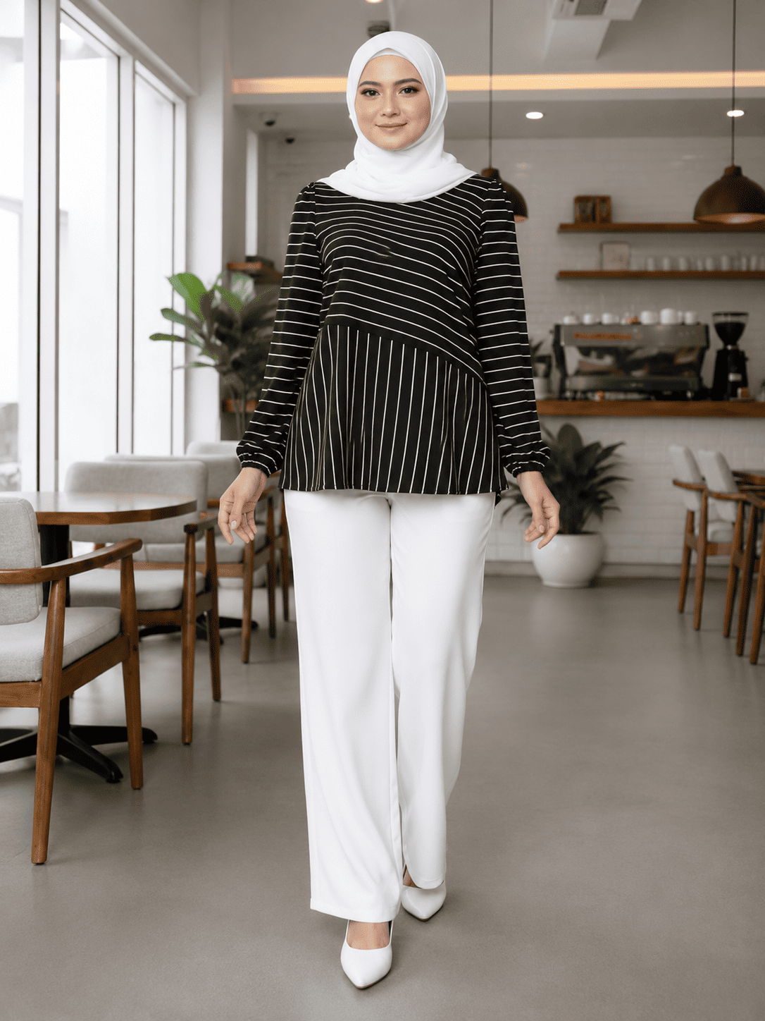 Women's Striped Blouse – Iron-Free CeY Fabric