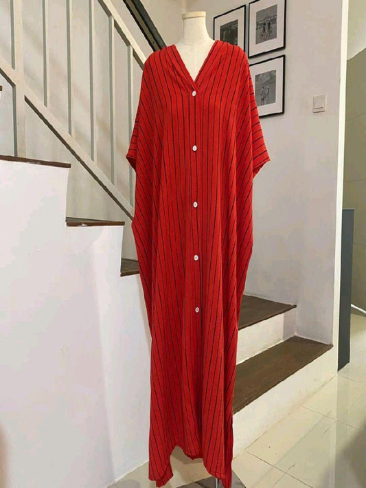 Printed Button Kaftan – Plus Size