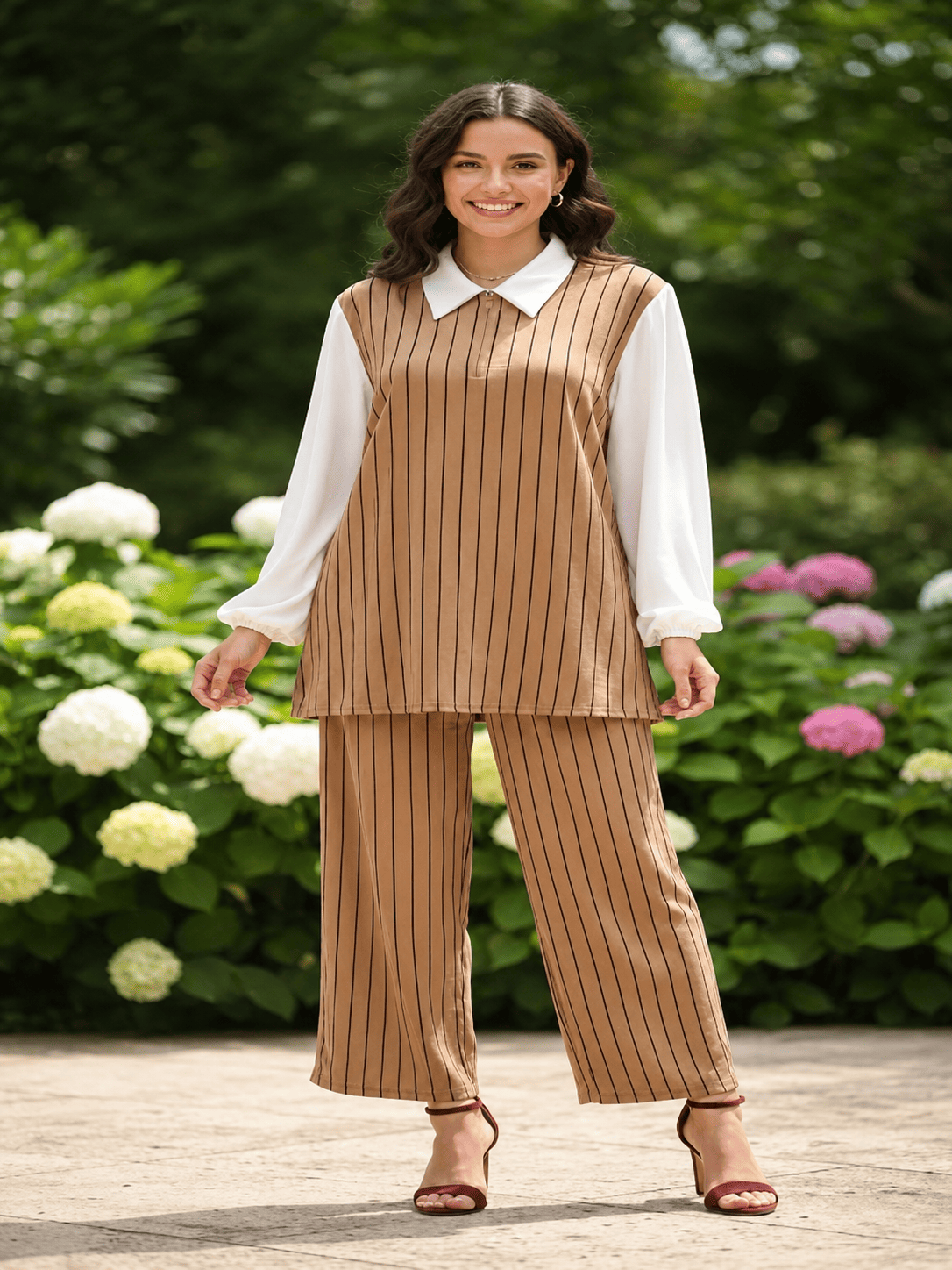 Casual Printed Blouse & Trouser Set