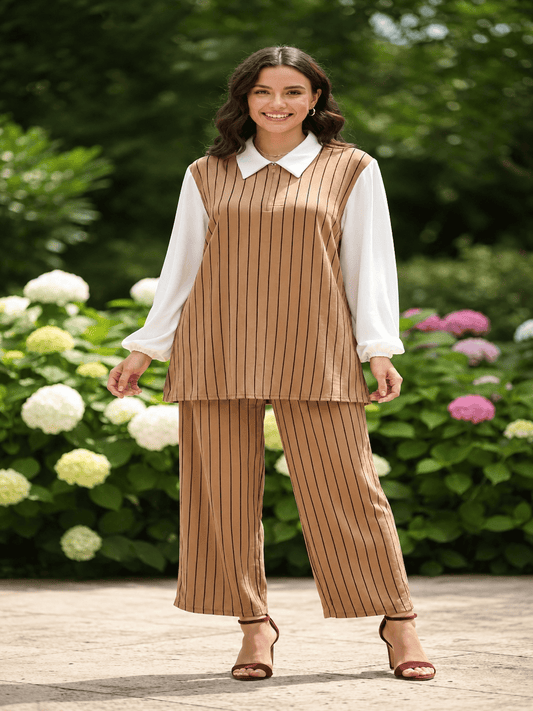 Casual Printed Blouse & Trouser Set