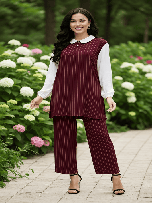 Casual Printed Blouse & Trouser Set
