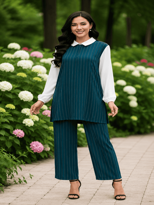 Casual Printed Blouse & Trouser Set