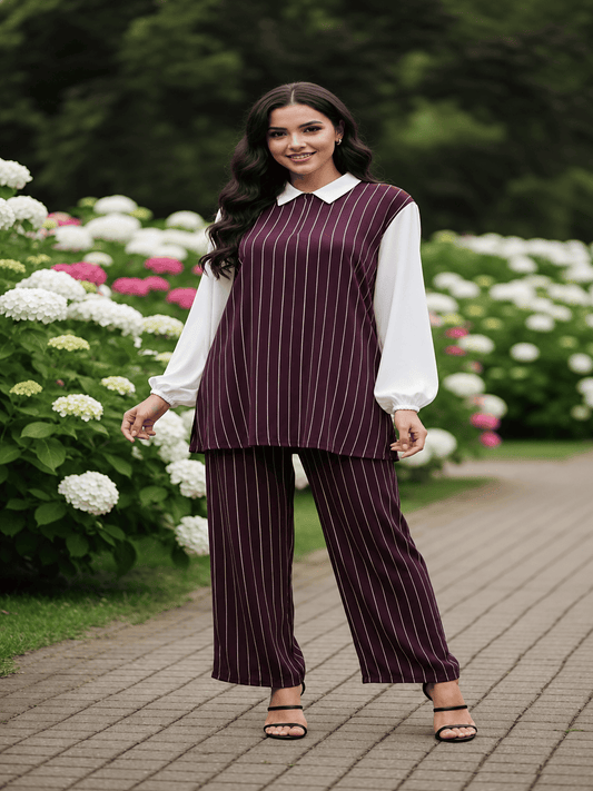 Casual Printed Blouse & Trouser Set