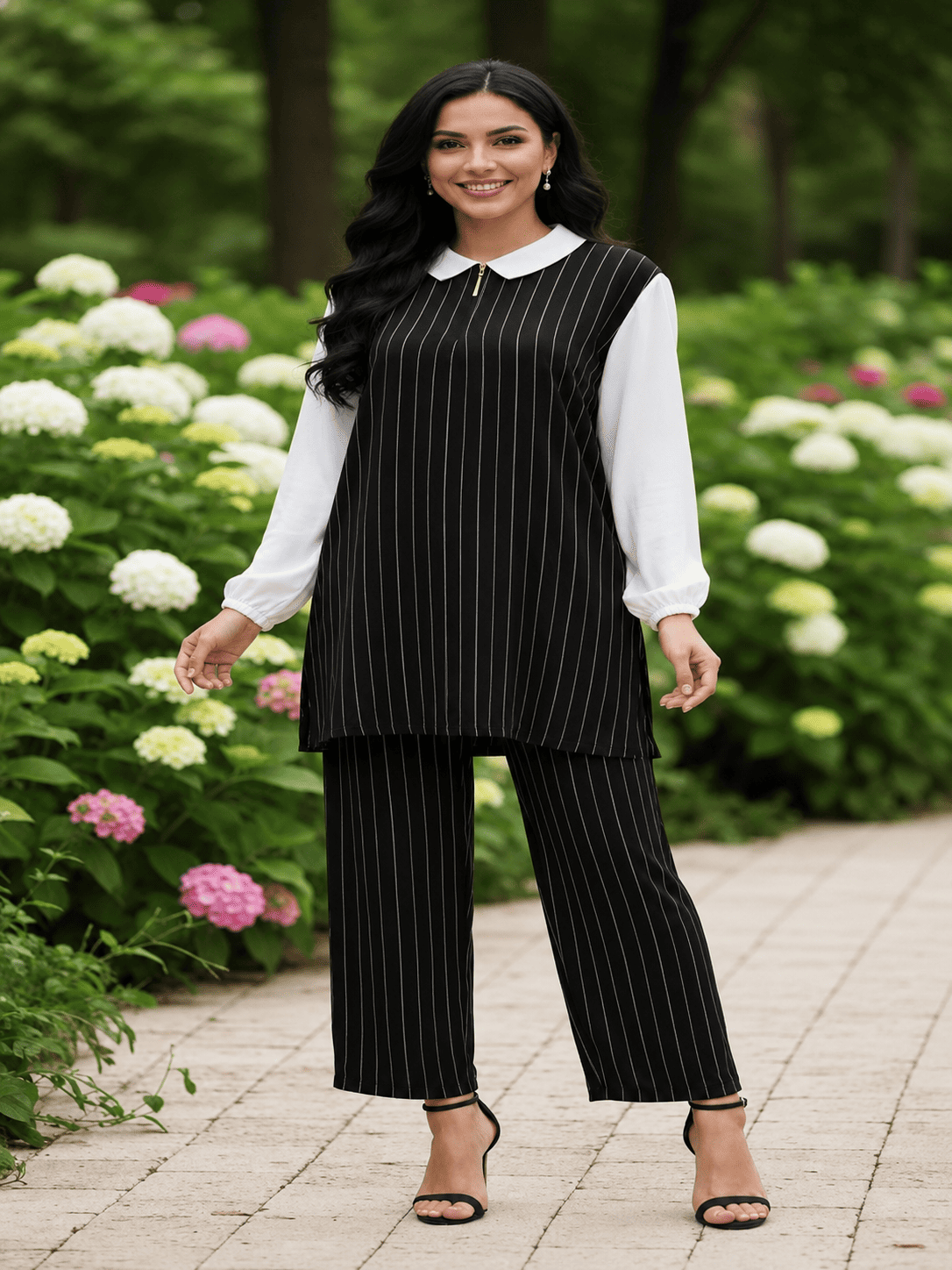 Casual Printed Blouse & Trouser Set