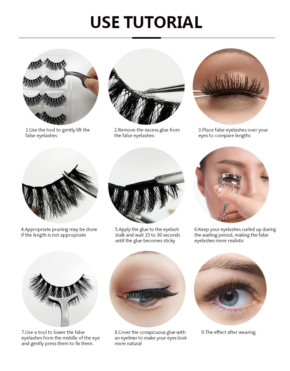 False Eyelashes Soft Faux Mink Lashes Reusable Natural