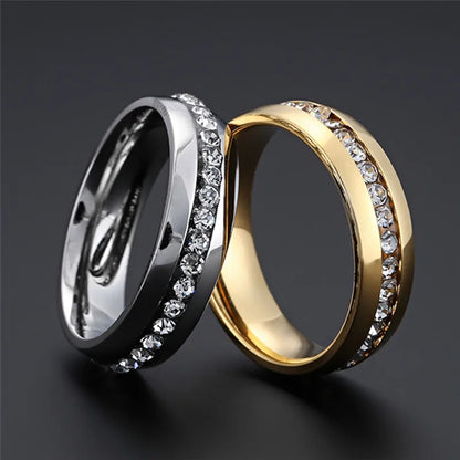 New Fashion CZ Stones Ring for Women Punk Vintage Gold