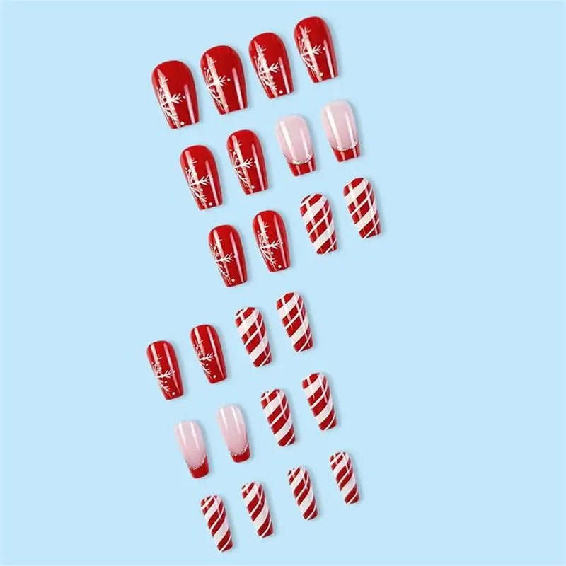 Glossy Short Ballet Fake Nails Christmas Red Press