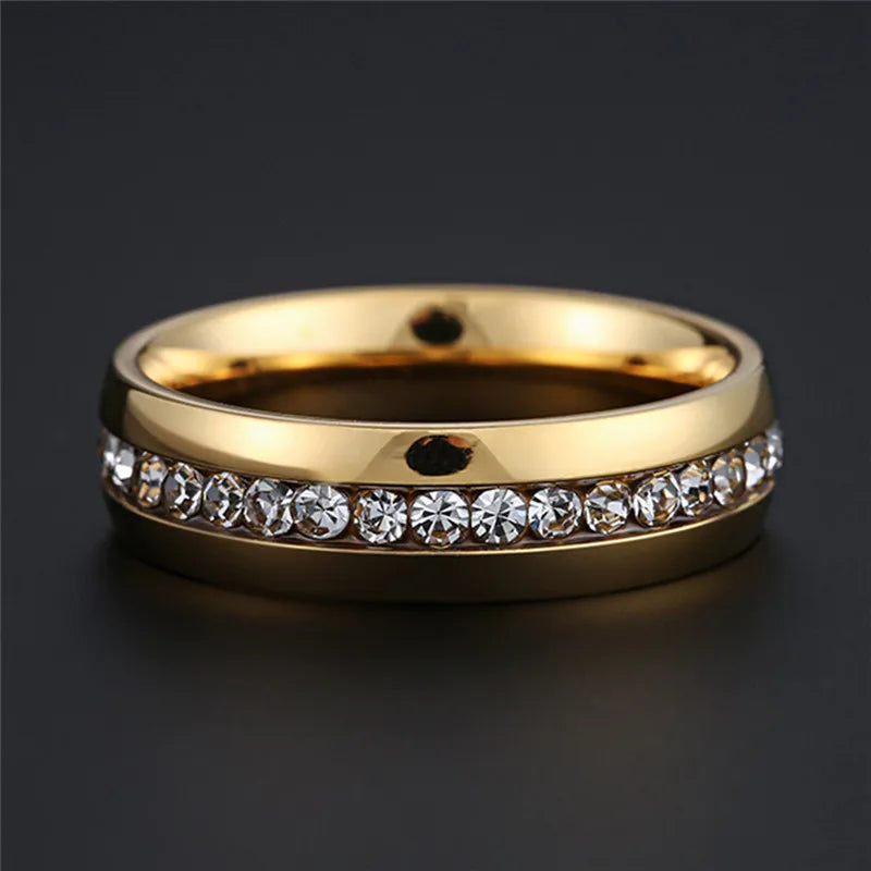 New Fashion CZ Stones Ring for Women Punk Vintage Gold