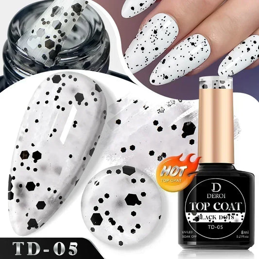 No Wipe White Dot Top Coat Glitter Flash Top Coat for Nail