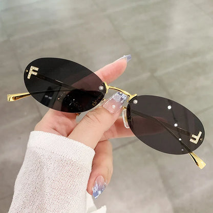 Branded Rimless Sunglasses