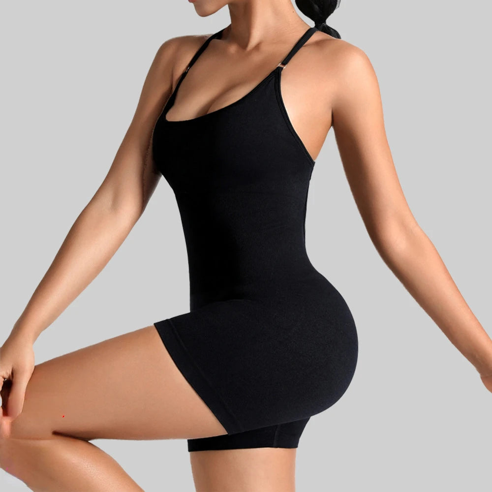 Cross Backless Fitness Jumpsuit