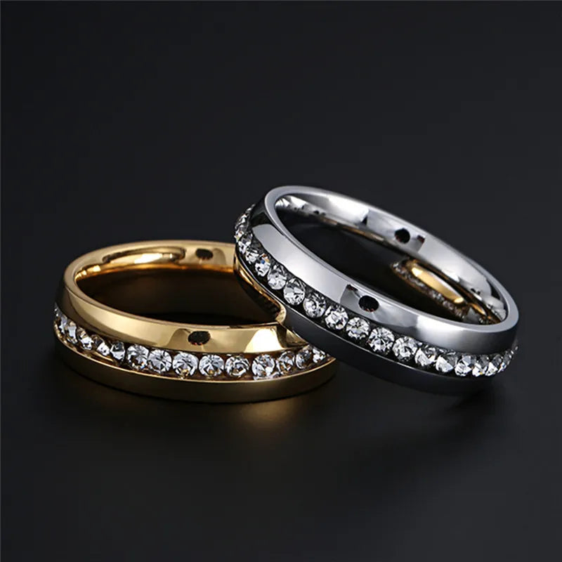 New Fashion CZ Stones Ring for Women Punk Vintage Gold